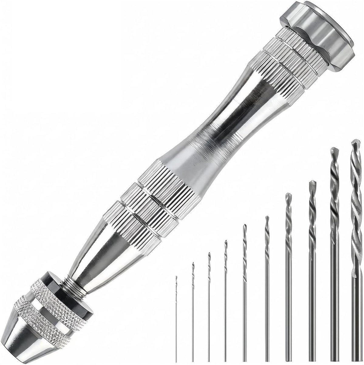 Mini handboor set 11-delig - Aluminium met verstelbare houder - Precisie voor sieraden en modelbouw - ShopVlot
