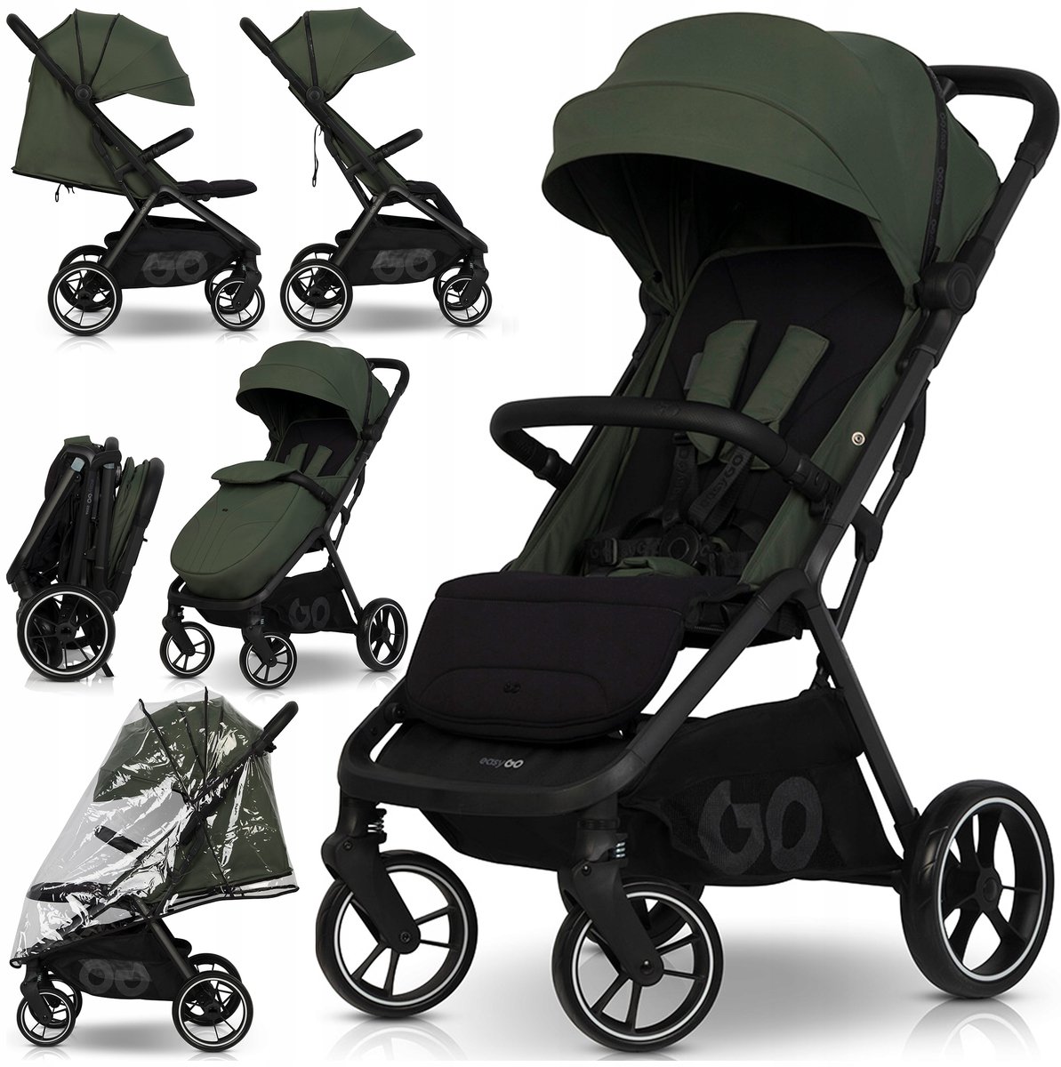 Lichtgewicht Kinderbuggy met Grote Wielen en Accessoires, tot 22 kg