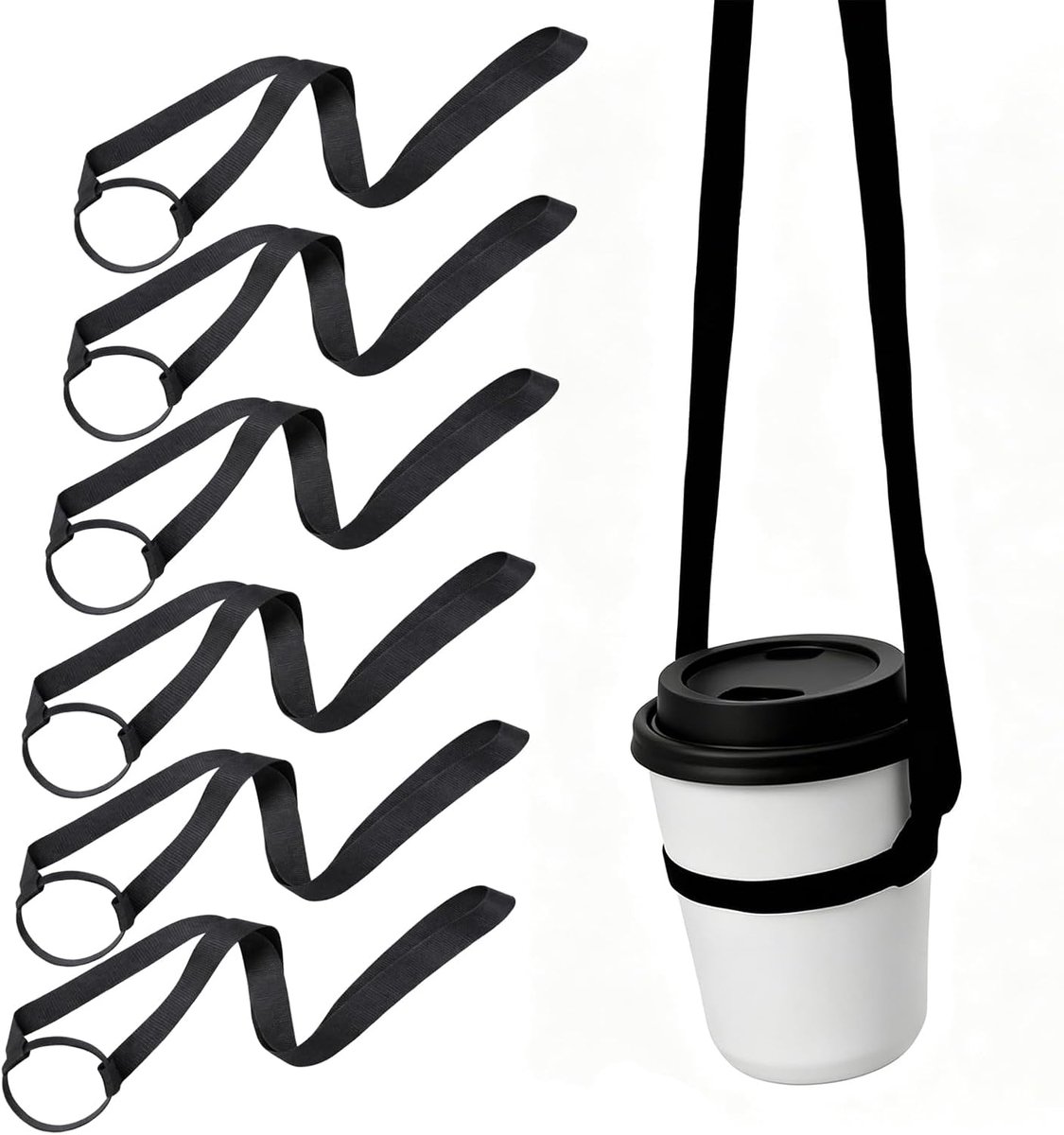 bierbekerhouders 6 stuks - 90 x 1,5 cm - zwarte herbruikbare siliconen - ideaal voor festivals - ShopVlot