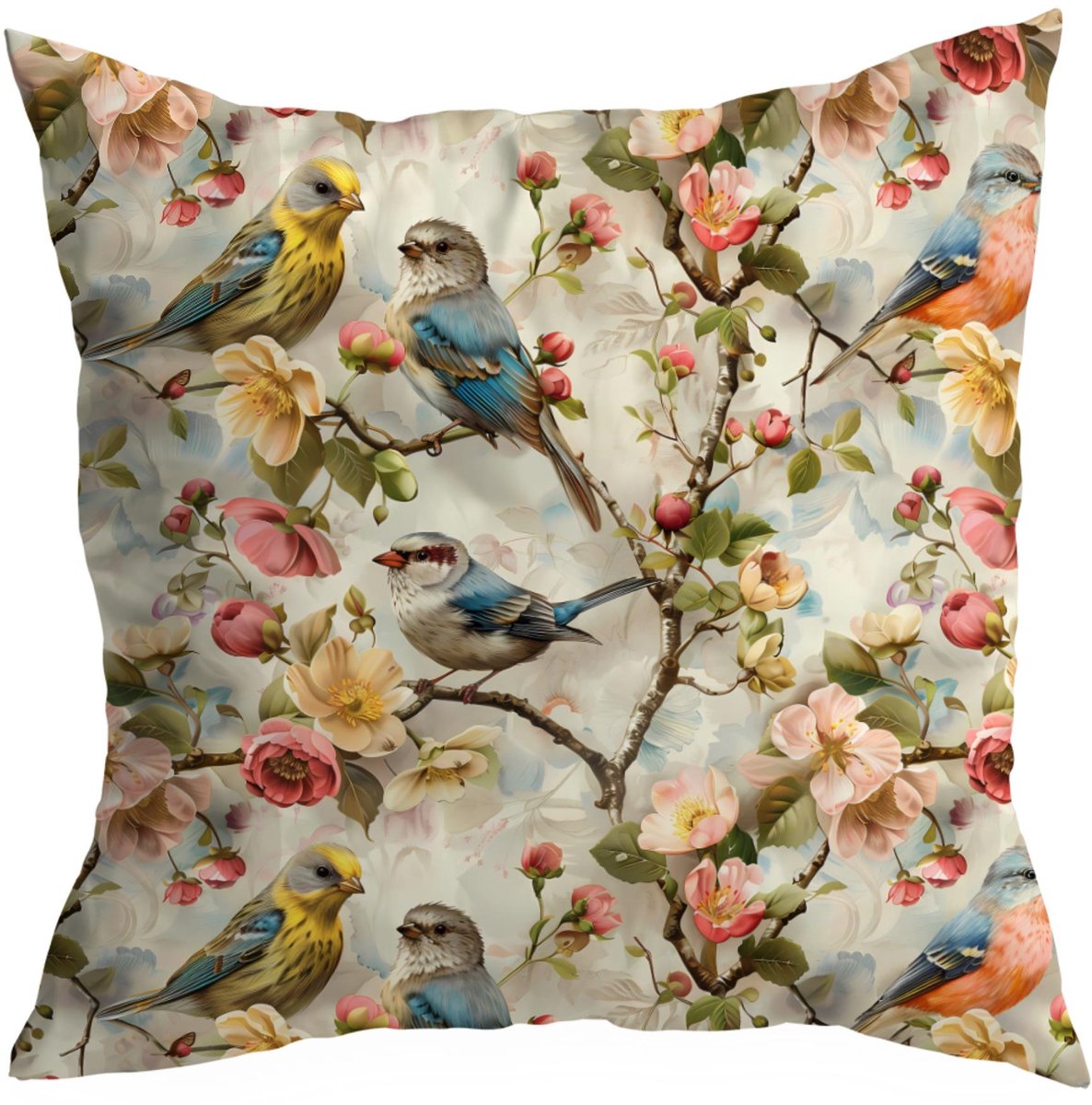 Decoratieve Kussensloop 45x45cm - Lente Vlinders & Bloemen