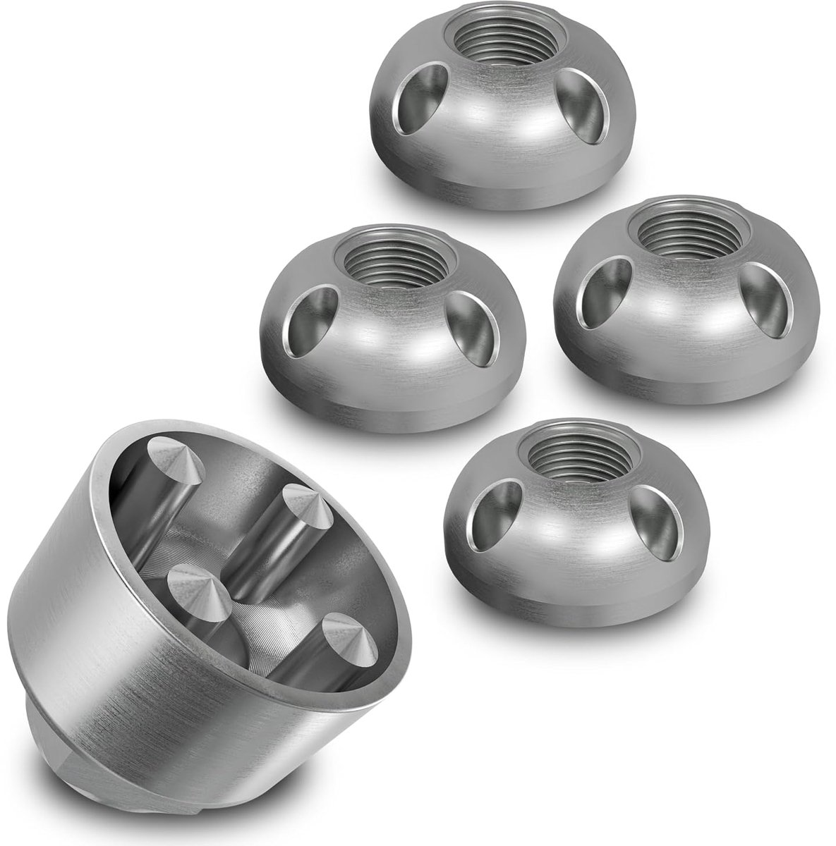 Veiligheidsmoeren M6 M8 M10 M12 - RVS - 4 gaten - Effectieve diefstalbeveiliging - ShopVlot