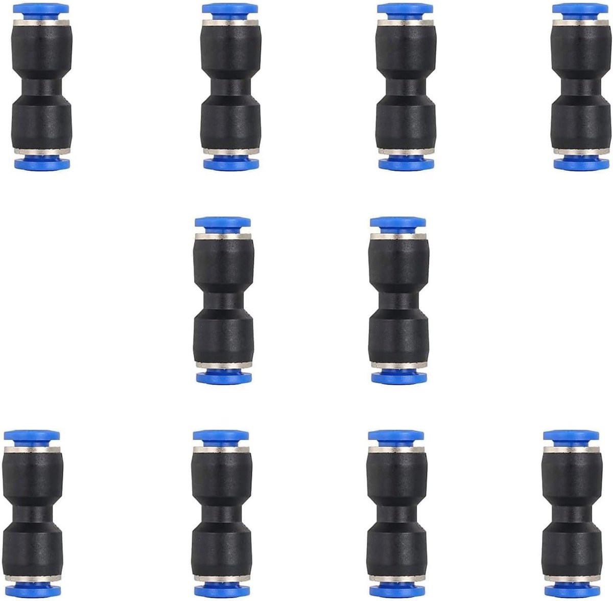 Compressed air hose connector 8 mm - set van 10 - blauw en zwart - eenvoudige installatie zonder speciaal gereedschap - ShopVlot