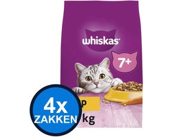 4x Whiskas - 7+ Droog Senior Kip - Kattenvoer Droogvoer - 1.9 kg