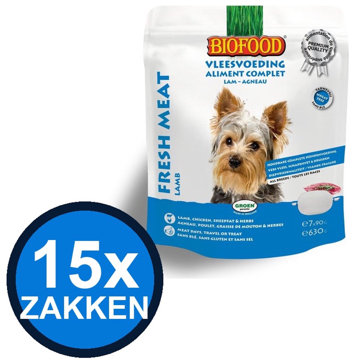 Biofood Biofood - Vleesvoeding Compleet Kip & lam Zak Multipack - Hondenvoer Droogvoer - 630 g