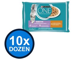 10x Purina One - Sensitive Adult Kip & Wortel (4x85g) - Kattenvoer Natvoer - 340 g