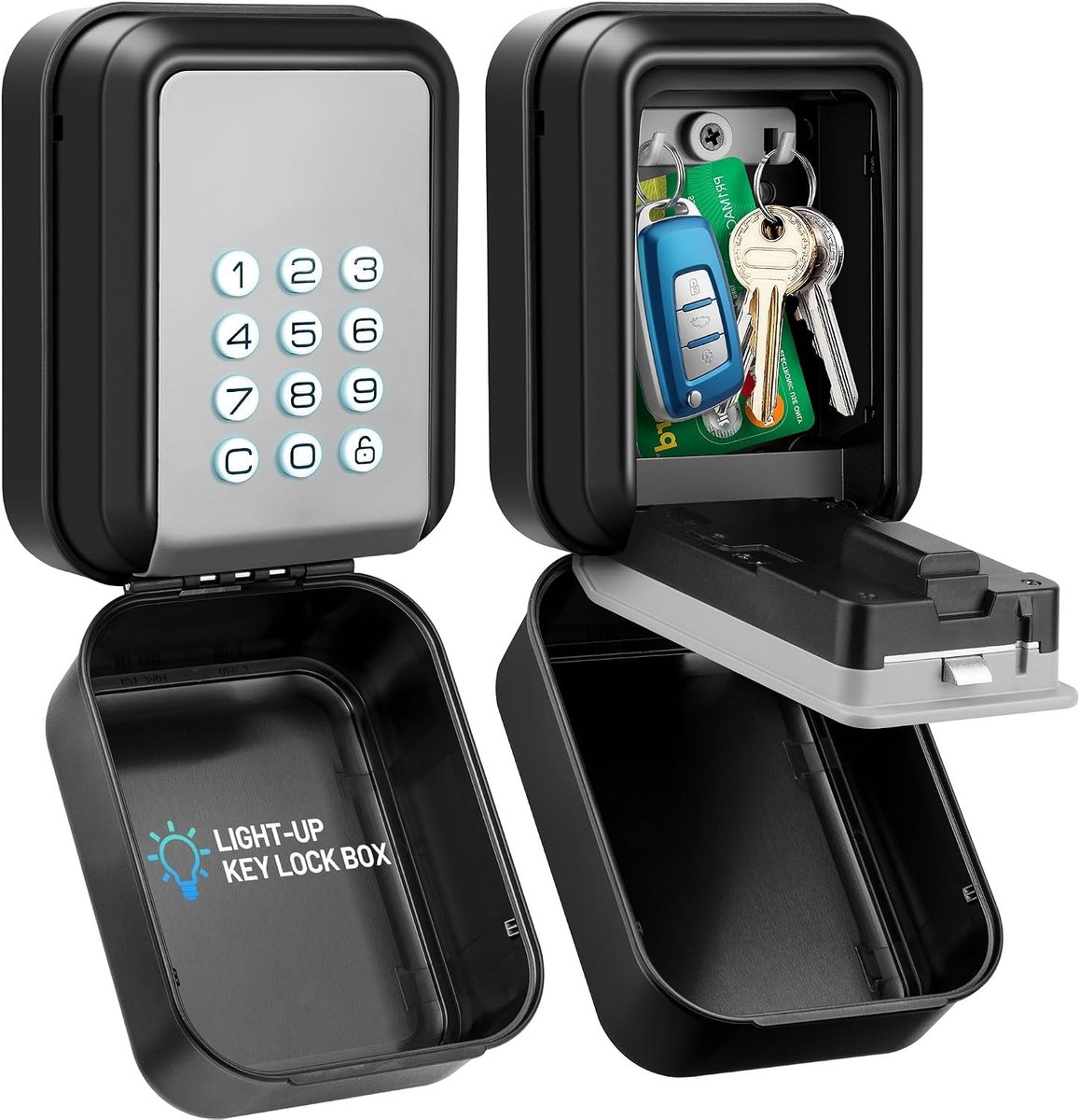 Sleutelbox voor Buiten - Grijs - IP65 Waterdicht - 100 Aanpasbare Codes - Voor Veilig Sleutelbeheer