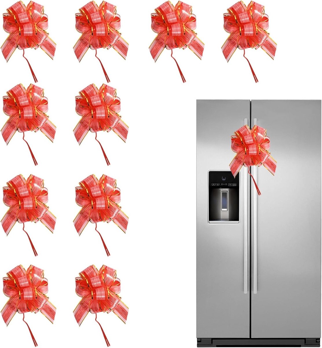 Gouden Strikjes voor Cadeauverpakking - 10 Stuks Drie-dimensionale Bogen voor Bruiloft, Feestdecoratie en Auto Versiering