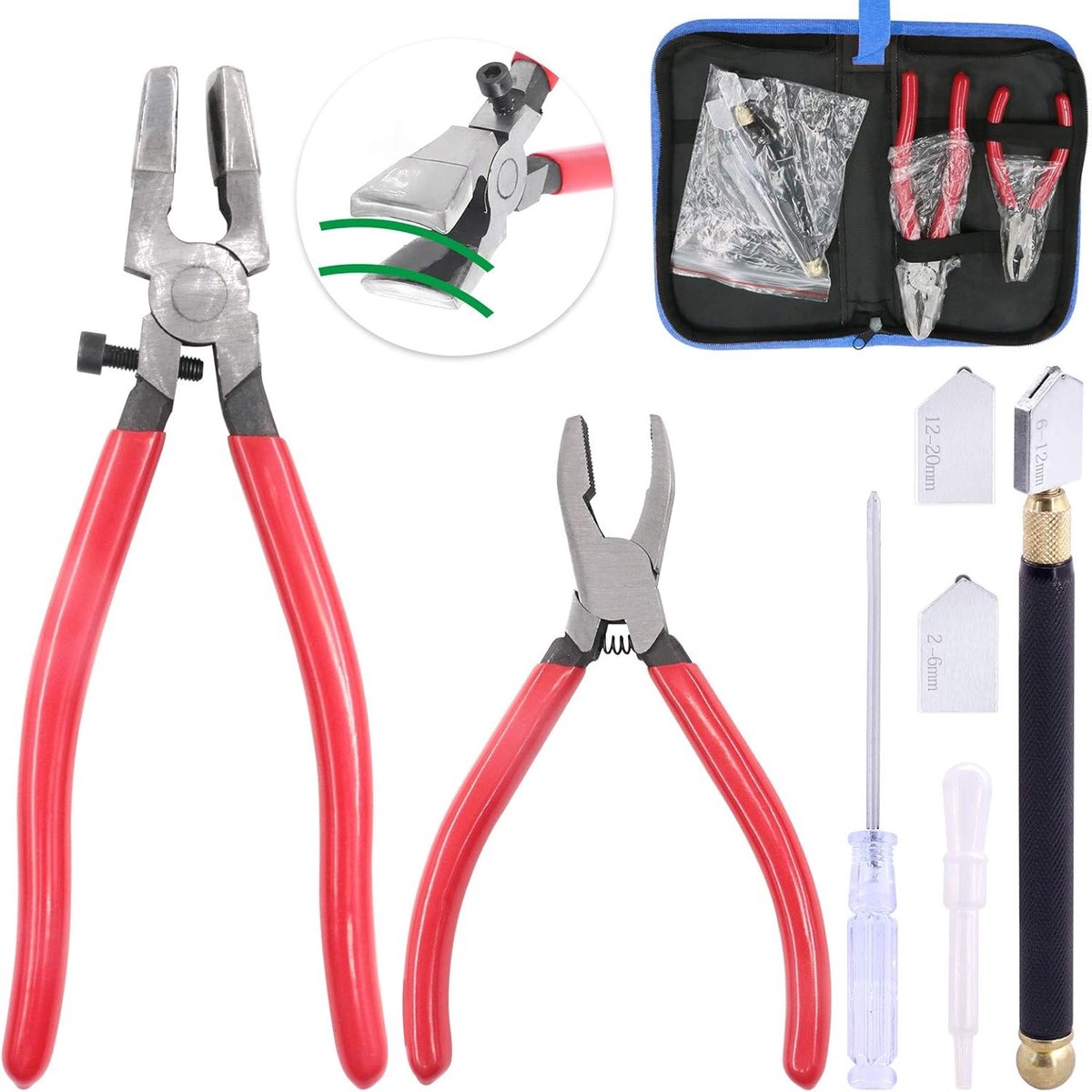 4-delige Set Zware Glass Running Pliers, Breek- en Snijtang met Olievoeding voor Mozaïek, Tegels en Spiegels