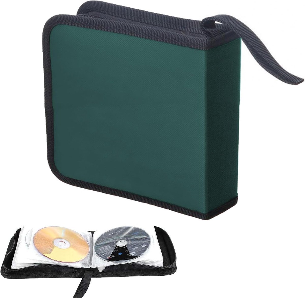 Groene CD-tas voor 40 schijven, ideaal voor opslag van CD's en DVD's in auto en huis, handige opbergoplossing