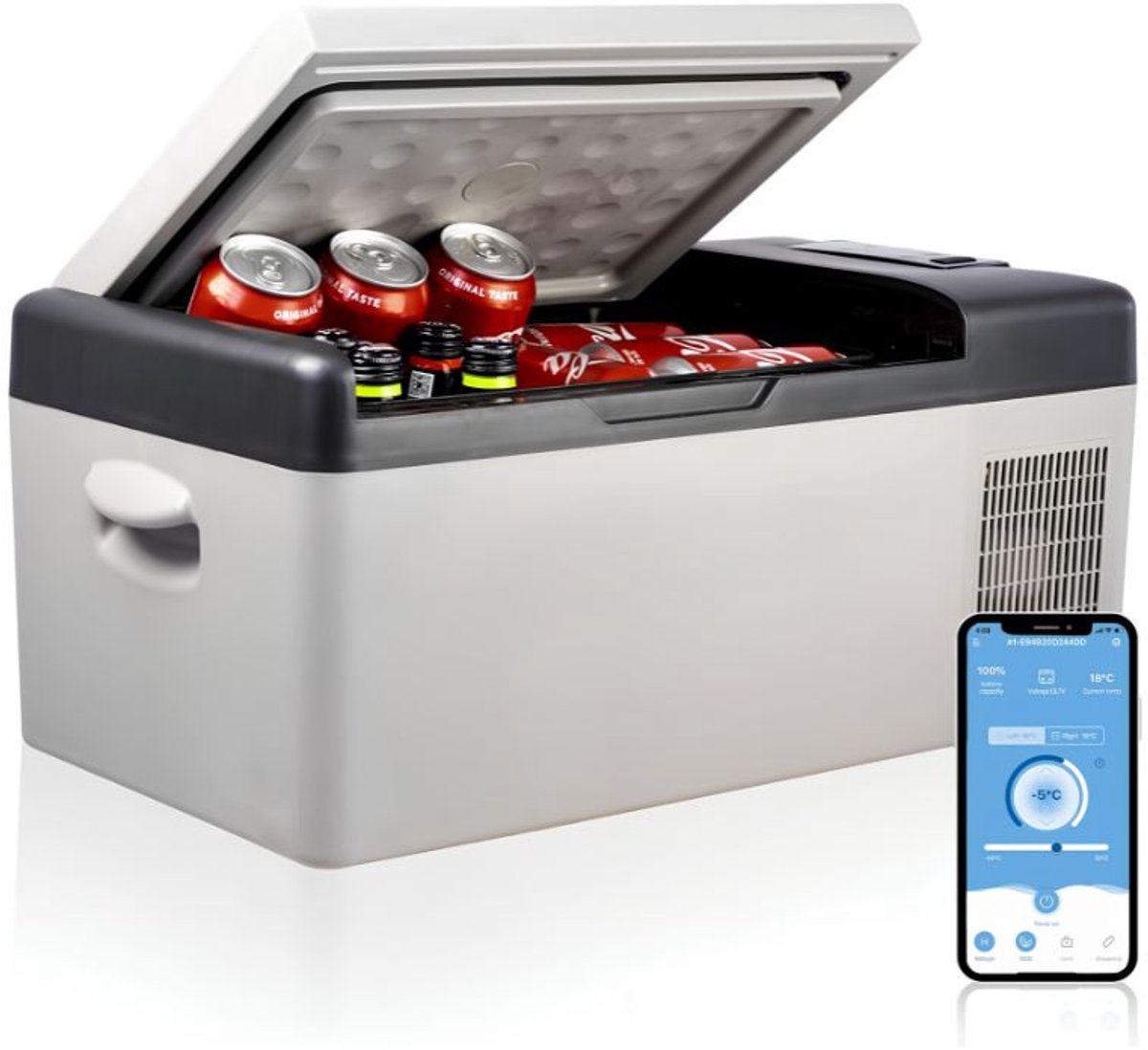 JCP® Koelbox - 15 Litres - Koelbox 12v 220v - Koelbox Elektrisch - Grijs - 32cm x 60cm x 26cm