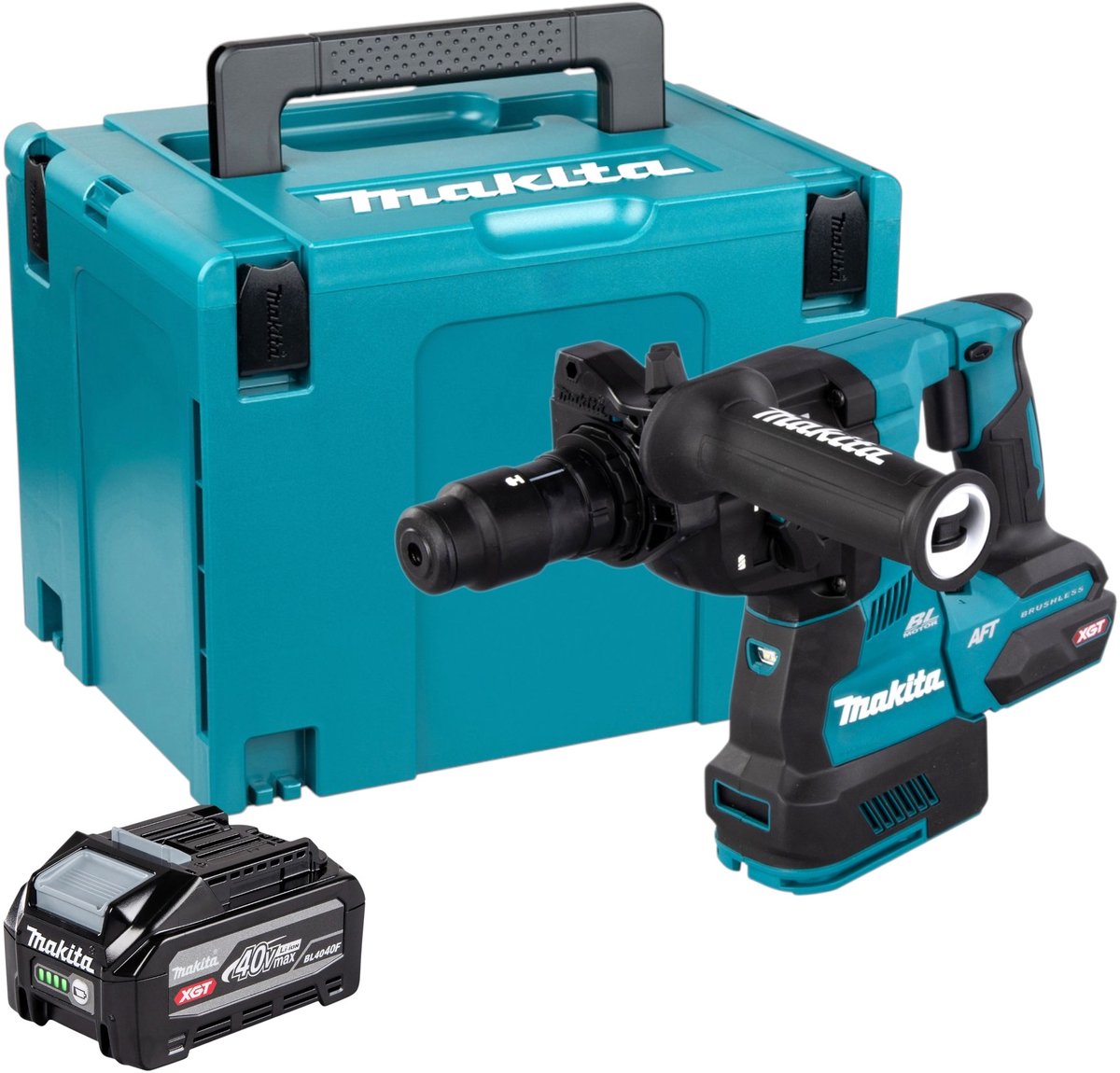 Makita HR 002 GU101 accu-boorhamer 40 V max. 2,9 J SDS plus borstelloos + 1x accu 4,0 Ah + Makpac - zonder oplader