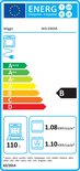 Energielabel voor Wiggo WO-E905R: oven met energieklasse B, 110 liter inhoud.