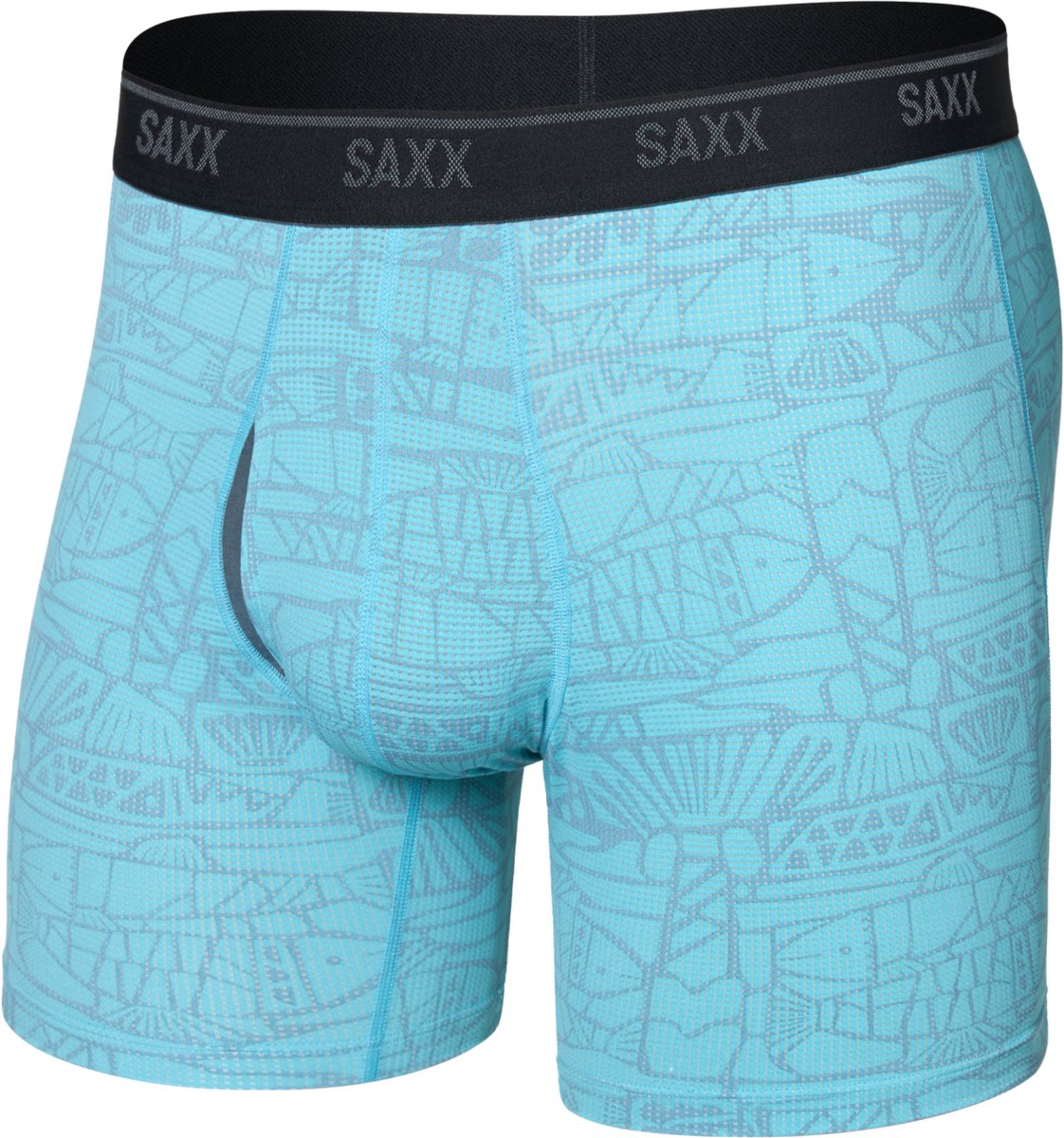 SAXX Heren Boxershort Quest Quick-Dry Mesh - Boxer met BallPark Pouch® - Onderbroek Sneldrogend & lichtgewicht - Tile Fish - Sea Level - XL