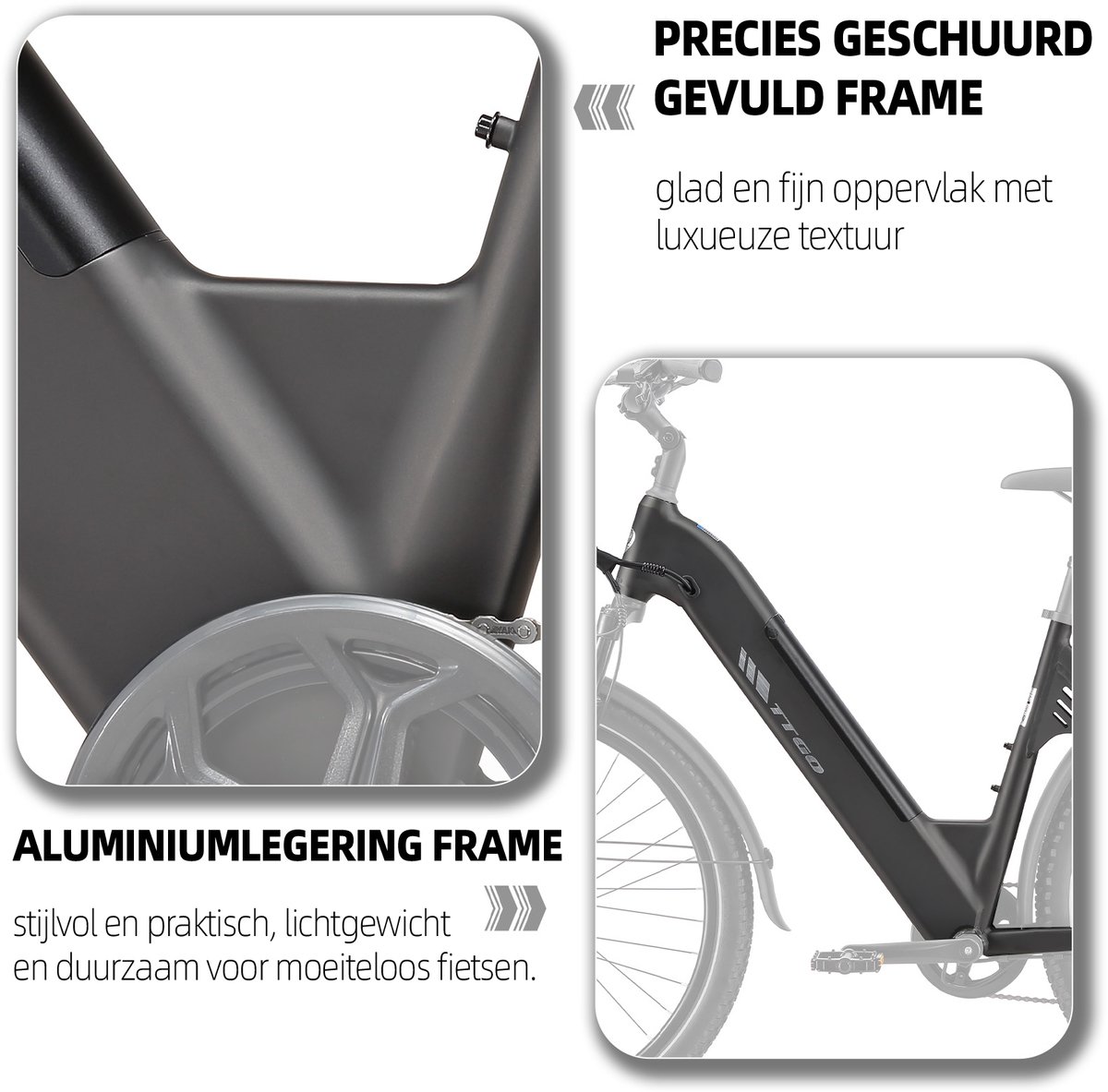 TTGO C5 E-bike - 25 km/u - 27.5inch - 90km actieradius - 250W motor - 48V 13.5Ah accu - 70NM - grijs thumbnail 4