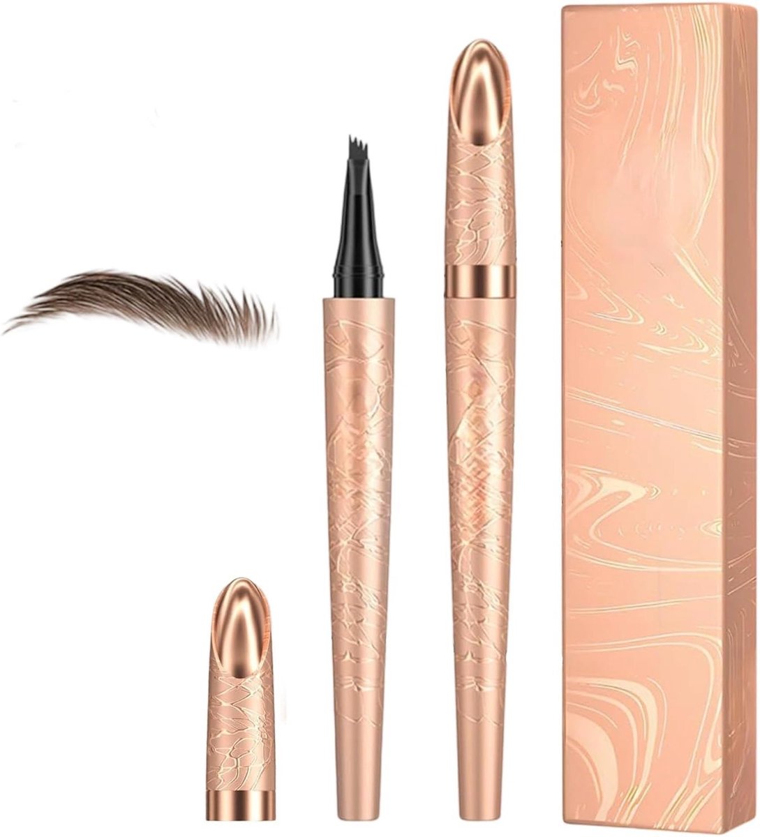 Waterproof Eyebrow Pen Set van 2 voor Natuurlijke Wenkbrauwen in Donkerbruin - Perfecte Precisie en Langdurige Resultaten