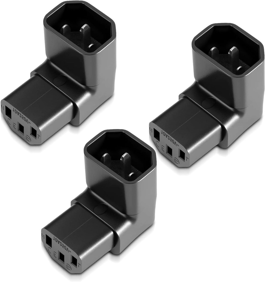 3-delige Koeling Adapter Set 90° Aansluiting, IEC C14 naar C13, Ruimtebesparende Oplossing voor PDU, Server en Monitor