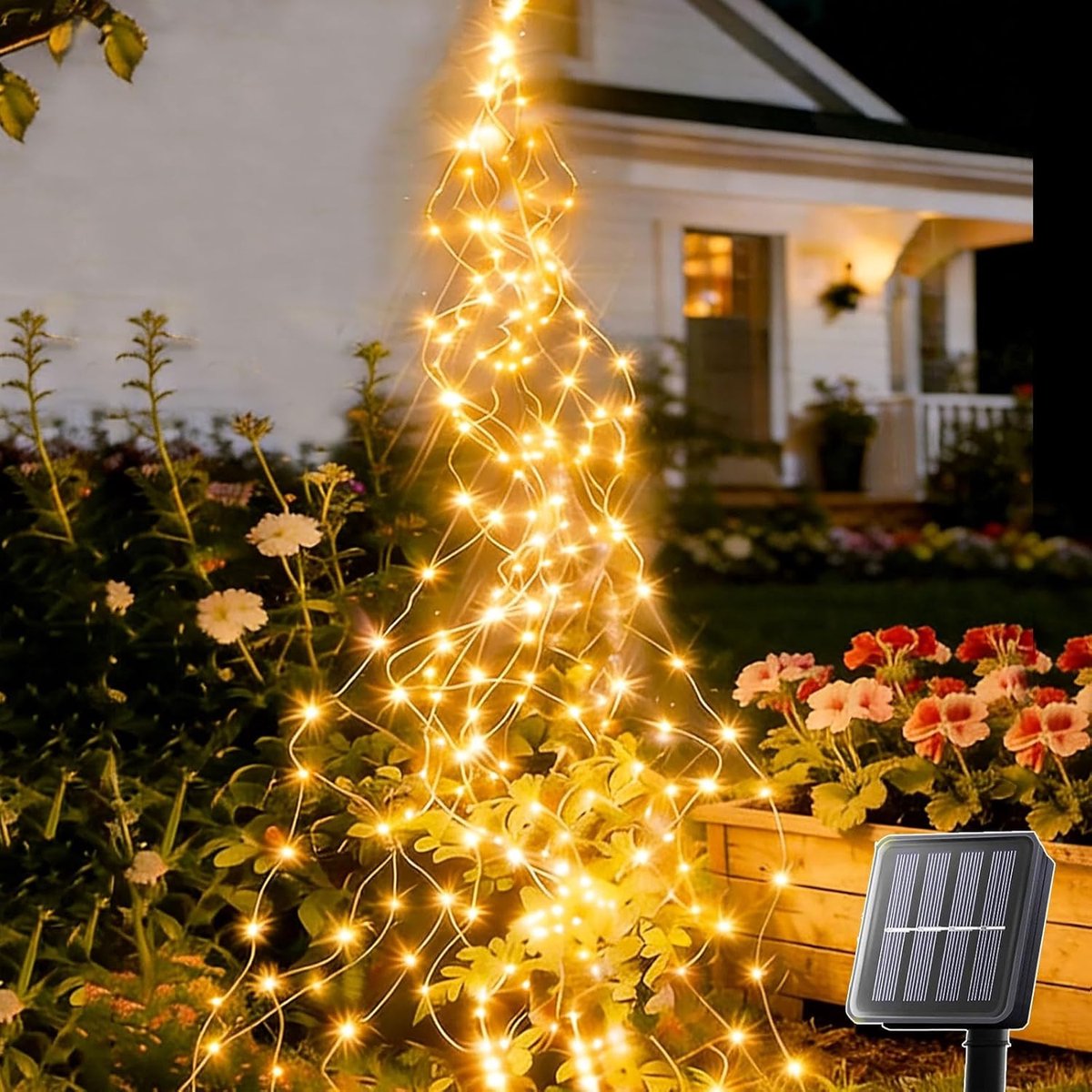 Solar Lichtsnoer Buiten - Koperdraad - 200 LED's - 8 Lichtmodi - Voor Tuin en Balkon