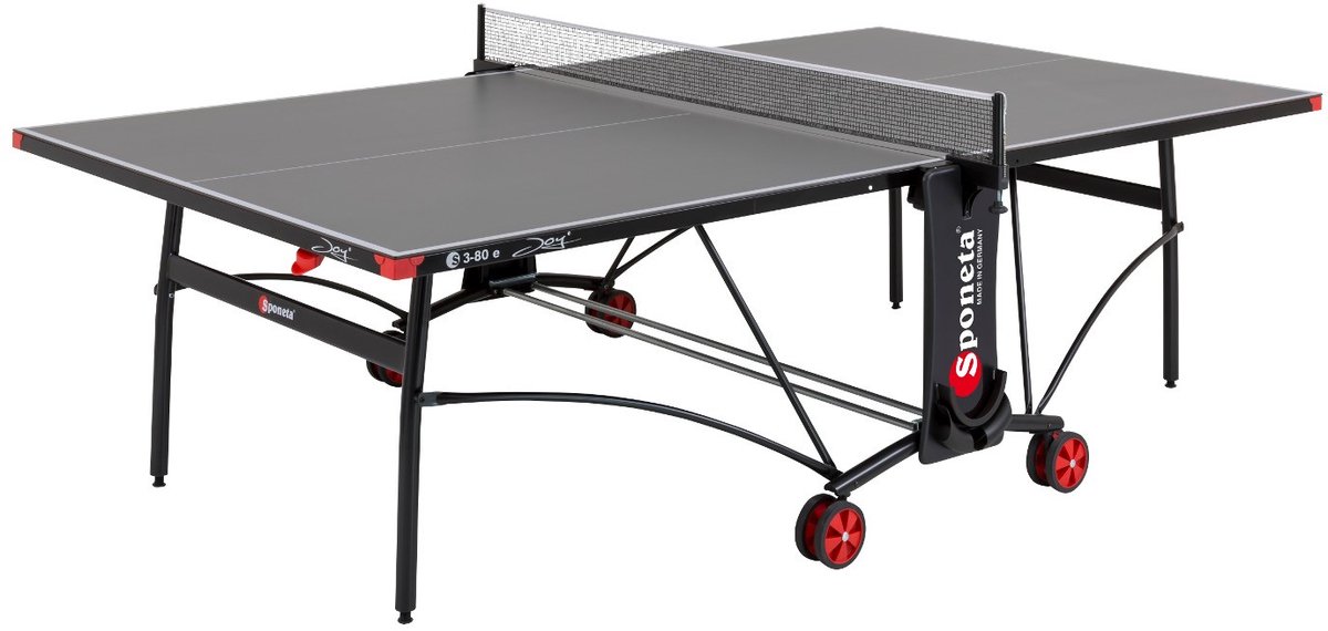 Sponeta® S3-80e Tafeltennistafel Outdoor - Inklapbaar - Verrijdbaar - Inclusief tafeltennisnet en 2 batshouders - Te gebruiken als zelftrainer - Zwart tafeltennisblad - 152,5 X 274 cm - 3 Jaar garantie - Made in Germany