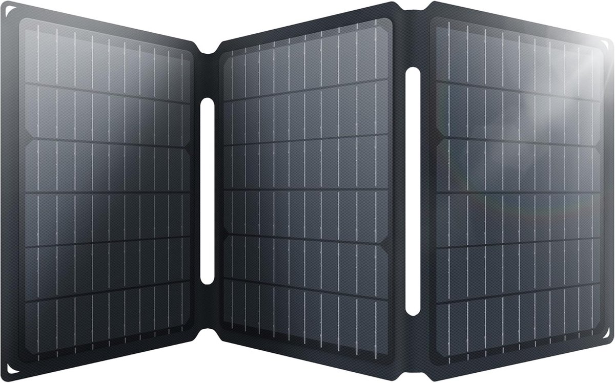 Thijox - Draagbaar 30 W Zonnepaneel met Snelladen, Waterdicht en Opvouwbaar voor Mobiele Apparaten
