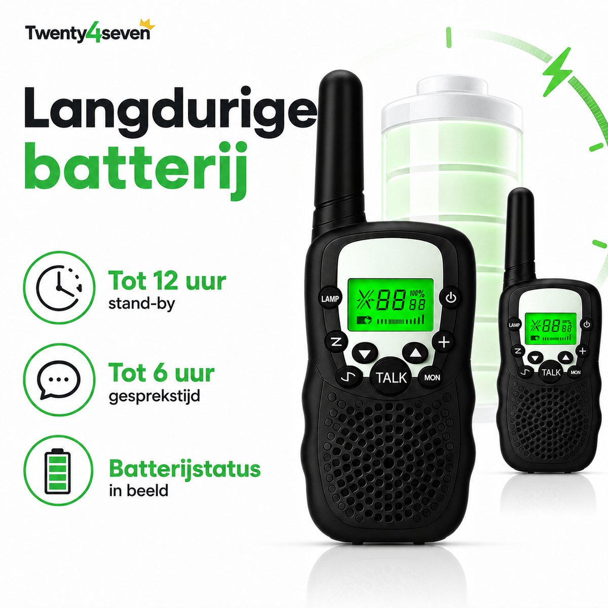 Twenty4seven® Walkie Talkie Kinderen 2 Stuks - Portofoon voor Volwassenen met 5km Bereik - Buiten Spelen, Camping & Bos - Kerst & Sinterklaas Cadeau — cadeau in Gadgets - foto 5