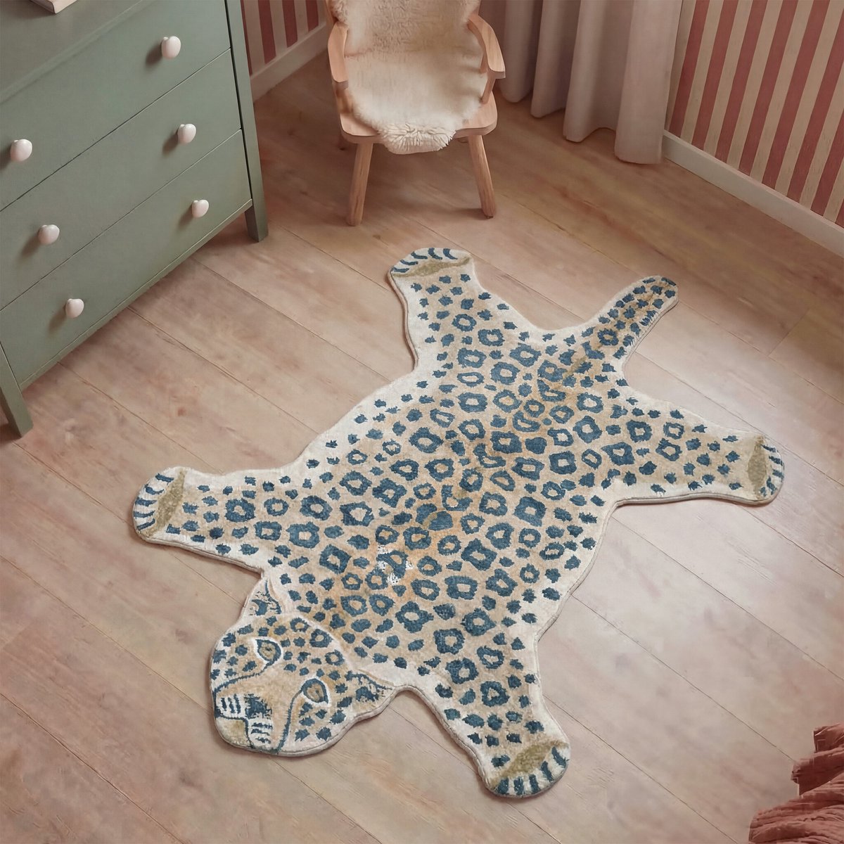 Little Olly Wasbaar kindervloerkleed - Wild Panter Naturel - 120x170cm