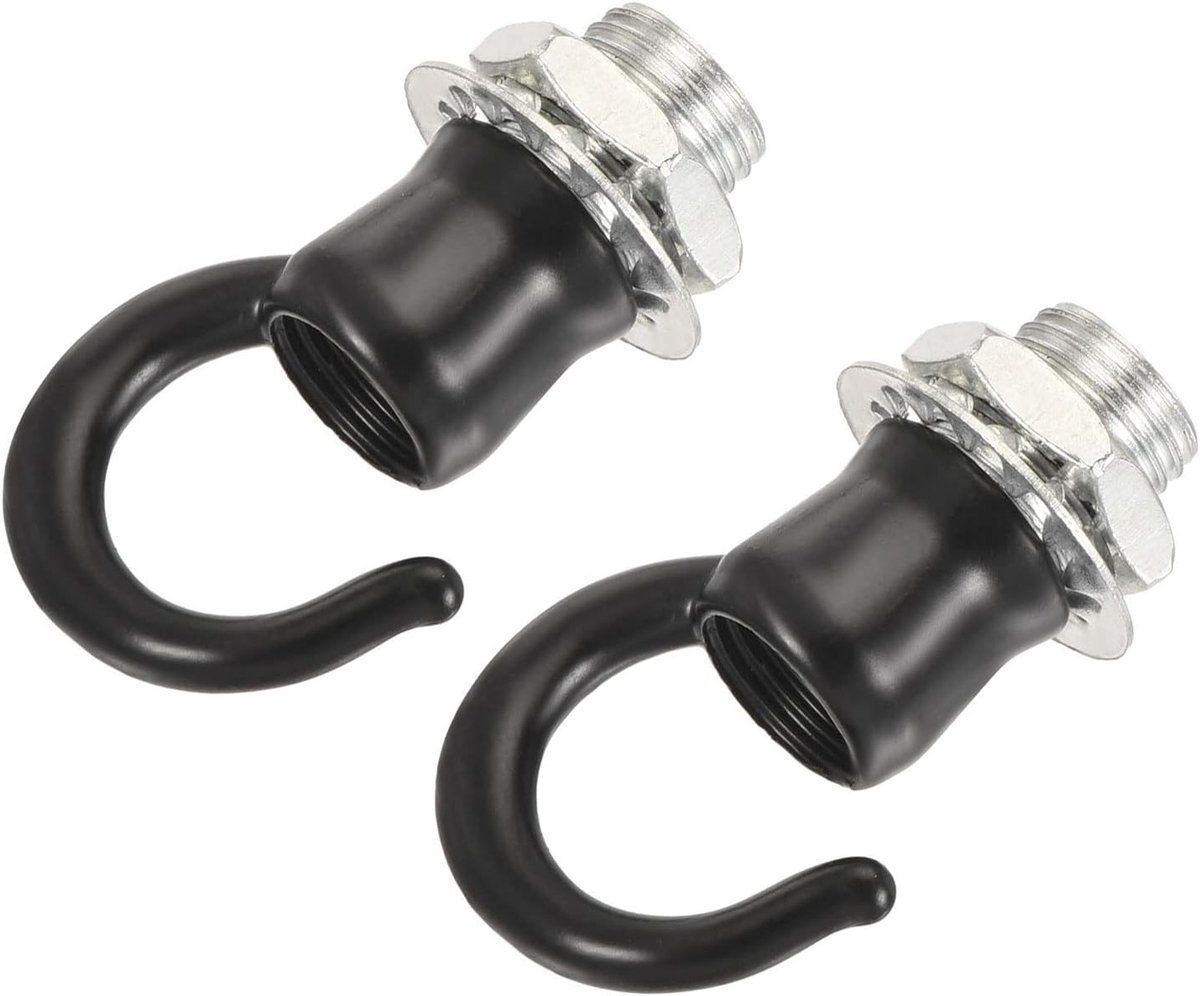 2 stuks plafondhaken van legering voor het ophangen van lampen, kroonluchters en lantaarns, ideaal voor keuken en woonkamer (zwart, 0,87 x 1,1 cm)