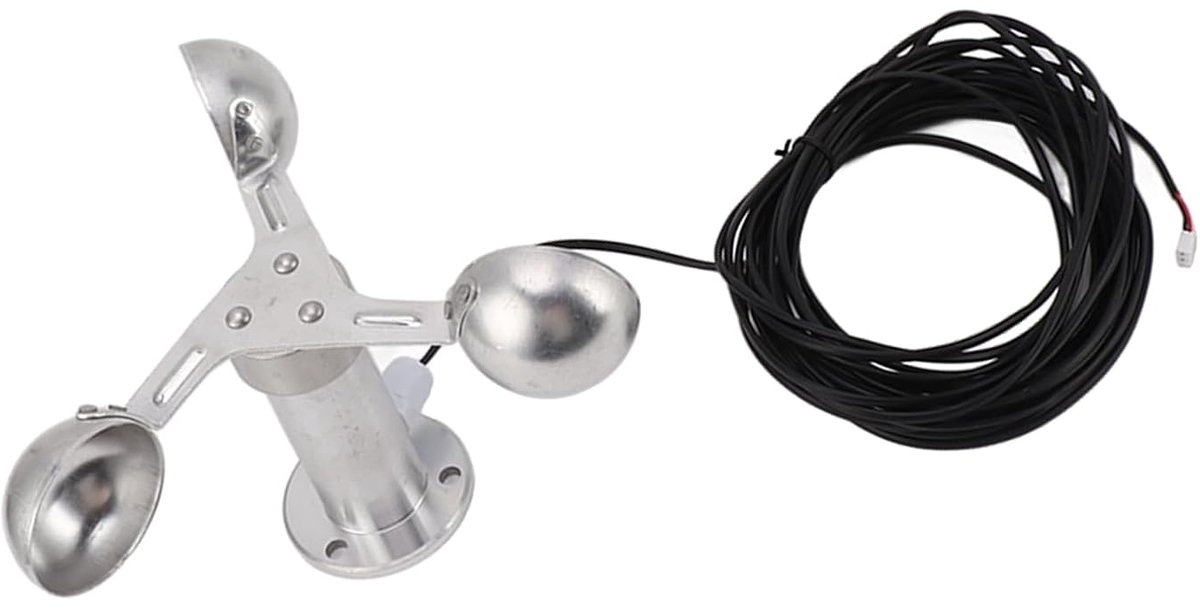 SnelShoppen - Wind Snelheid Sensor, 3-Kops Anemometer, Aluminium Legering, Meteorologische Monitoring, 8 m Kabel voor Power Stations en Weermetingen