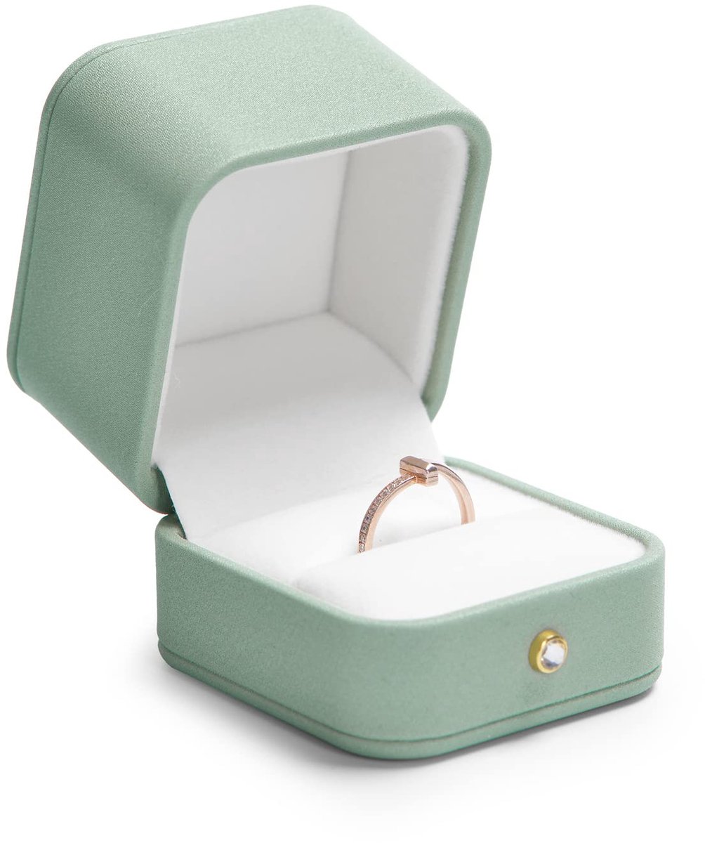 SnelShoppen - Papten Ringbox voor Bruiloft, Sieradenopbergdoos, Ringdoosje voor Verloving en Huwelijksaanzoek, Groen, Perfect voor Valentijnsdag, Sier
