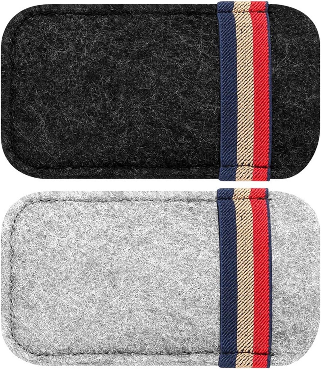SnelShoppen - 2 Stuks Auto Bril Lenzen, Draagbare Glasdoos, Vilt Brillen Tas, Creatieve Brillen Tas, Auto Interieur Accessoires, Zwart en Lichtgrijs