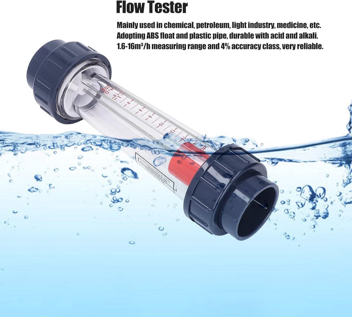SnelShoppen - Water Rotameter 0.6-6 M³/h, ABC Kunststof Buizenmeter, Vloeistofdebietmeter, Weerstand Flow Meter voor Chemie en Industrie