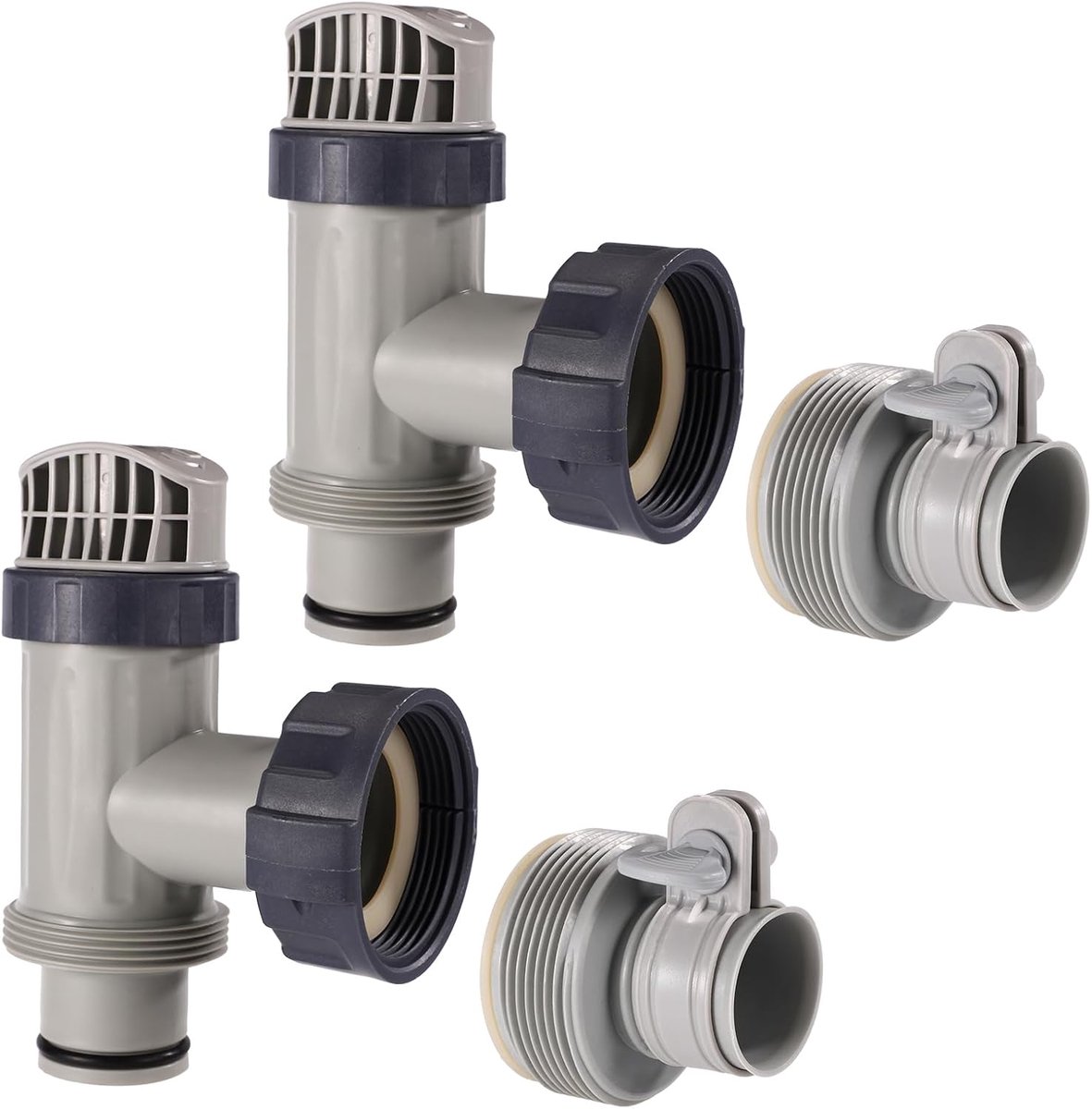SnelShoppen - 2 Stuks Pool Plunjerkleppen en Type B Slangadapters voor Intex Zwembad Onderdelen, Vervangingsaccessoires voor Boven Grond Zwembaden, PV