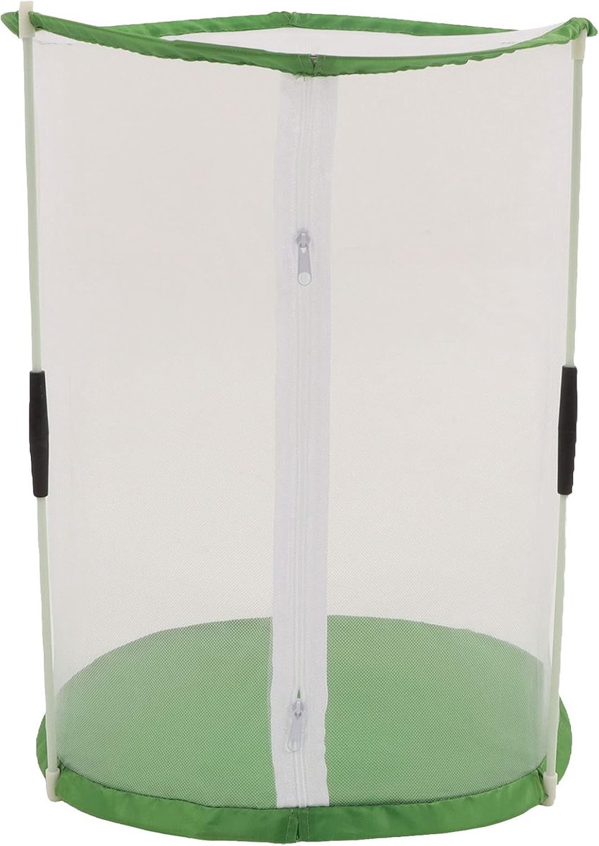SnelShoppen - Draagbare Observatiekooi Cilindrisch Draadgaas met Dubbele Deur, Transparant Gaas voor Vlinders, Bidsprinkhanen, Planten - 31.5x31.5x40
