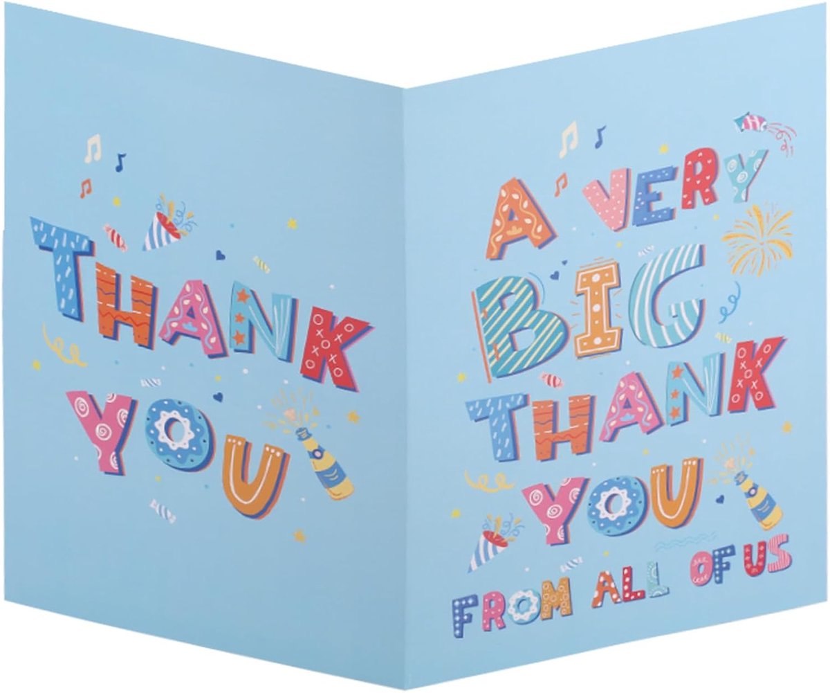 SnelShoppen - Jumbo Bedankkaart 40x27cm met Envelop - Grote Waardering Kaart voor Leraar, Collega, Verjaardag, Afscheid - Blauw - Premium Papier