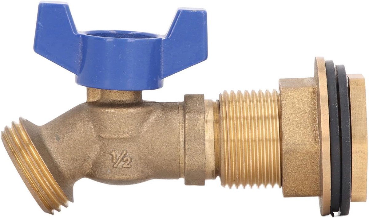 SnelShoppen - Messing Kogelklep 1/2 Inch BSP Vrouwelijke Draad en 3/4 Inch BSP Mannelijke Draad, Kwartslag Water Tank Klep met Bulkhead Aansluiting vo