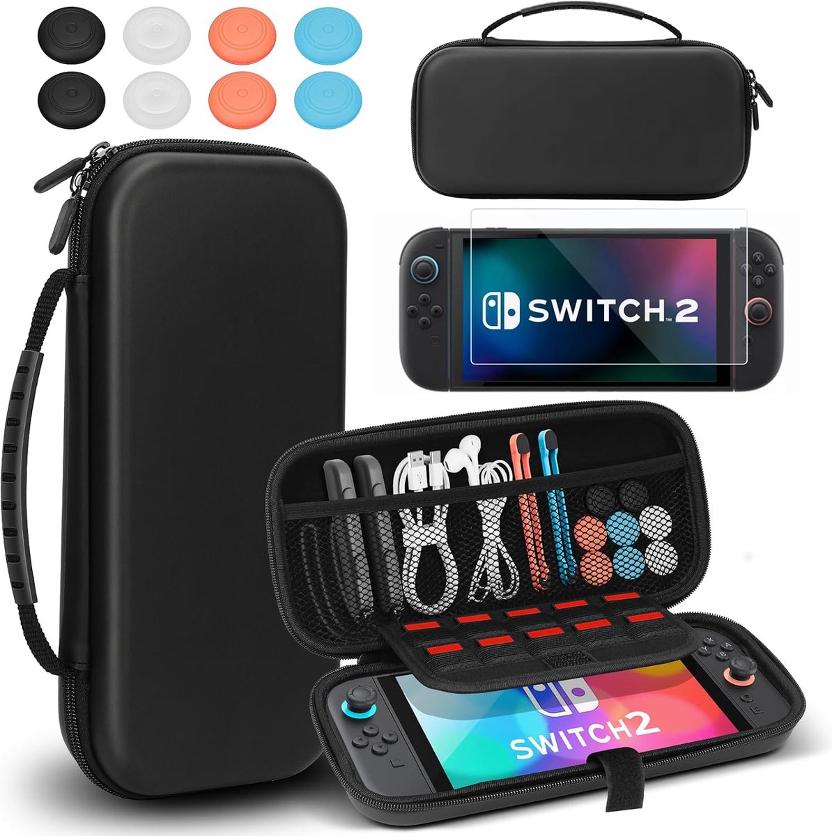 SnelShoppen - Old Canal Draagtas voor Switch 2 met 10 Game Card Slots | Harde Beschermcase met Schermbescherming, Duimgrepen en Schoonmaakdoek | Ideaa