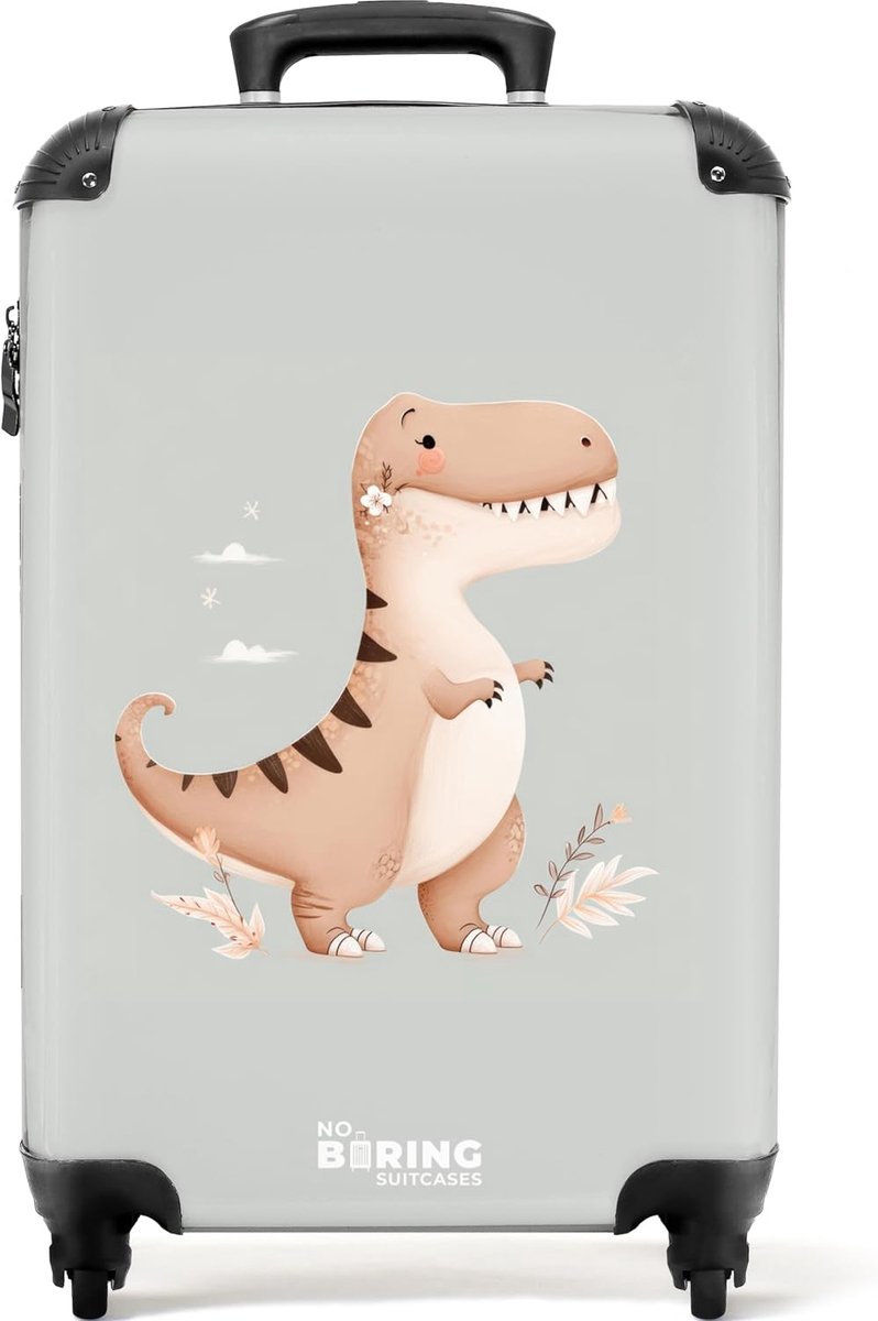Kinderkoffer 55x35x20cm - Dino - Beige - Lichtgewicht en praktisch - ShopVlot