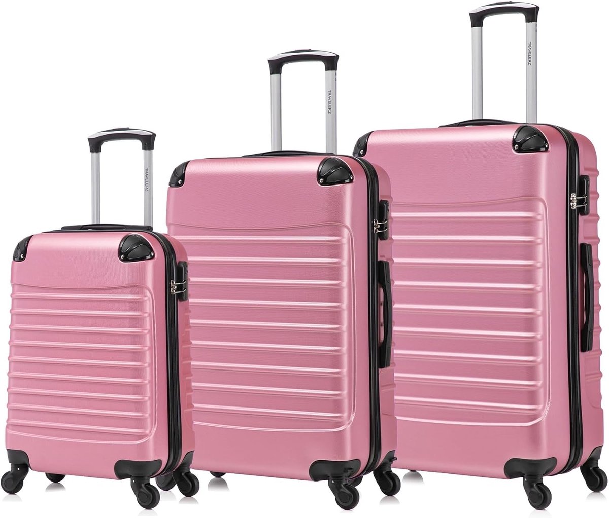 Kofferset 3-Delig - Lichtgewicht ABS - Rosé Roze - Ideaal voor elke reis - ShopVlot