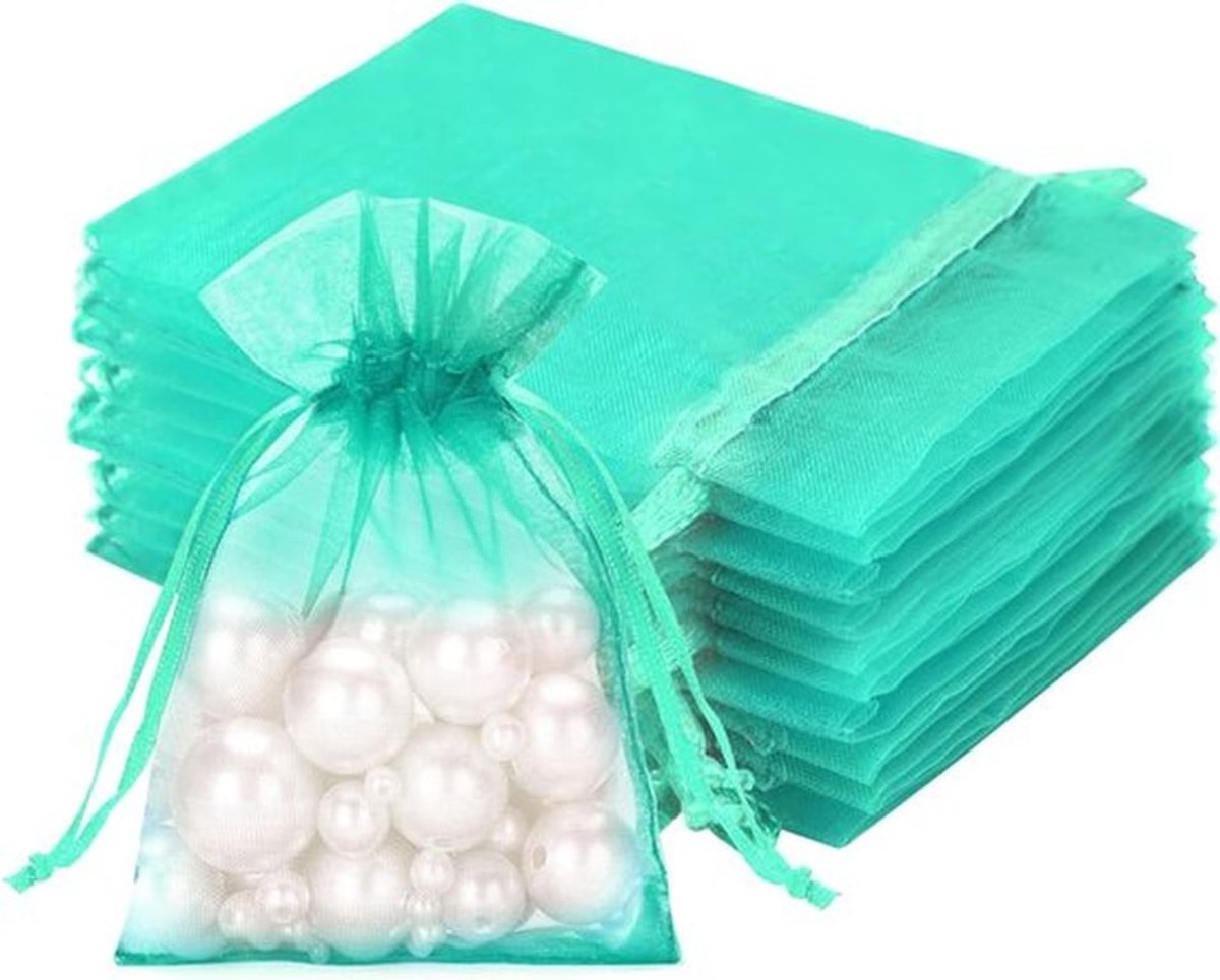 50 Blauwe Organza Tassen: Organza Cadeautassen 7 x 9 cm met Trekkoord, Perfect voor Cadeaus, Bruiloften en Valentijnsdag