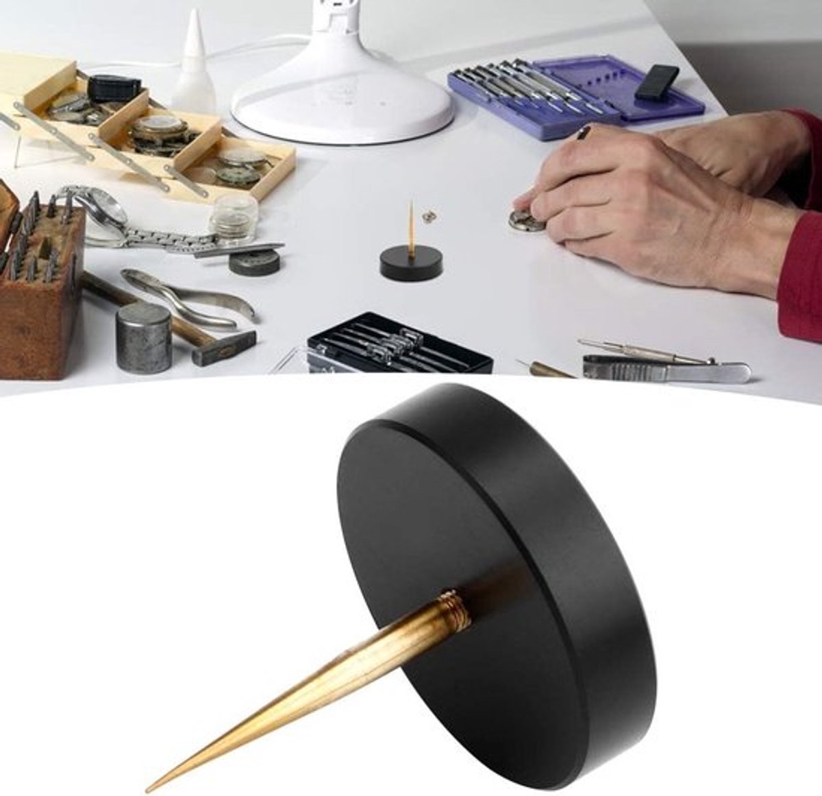 Premium Horlogemakers Toolkit: Veilige Horloge Steun voor Balans Cock en Nauwkeurige Reparaties, Inclusief Gereedschap en Accessoires