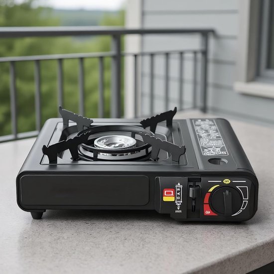 Draagbare Camping Kooktoestel - Outdoor Kooktoestel Kamperen - Buiten Koken - Automatische Ontsteking - 37x29x11 cm - Zwart — afbeelding 3