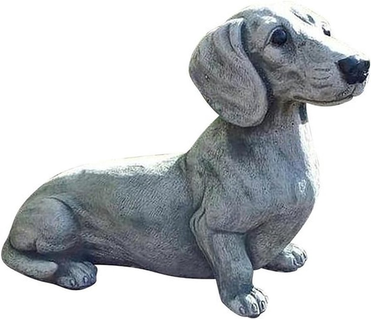 Realistische Dachshund Tuinbeeld van Polyresin - Buiten Ornament voor Hondenliefhebbers, Perfect Cadeau voor Tuin Decoratie