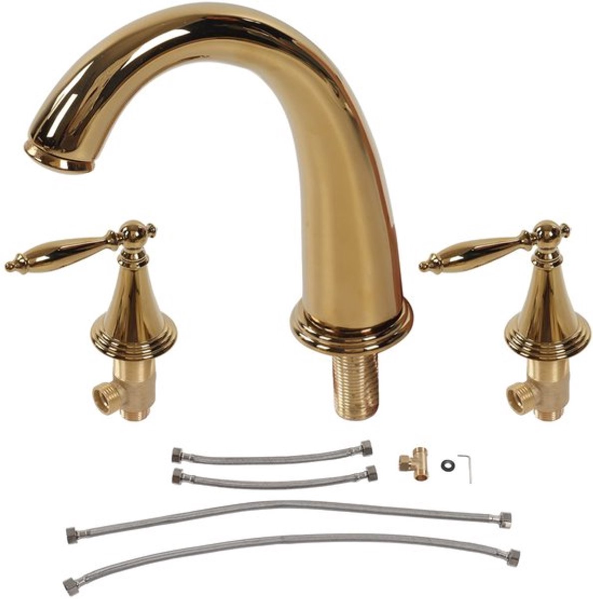 Wastafelmengkraan Vintage - Koper - 3 Gaten - Hoge Drukbestendig - Dubbele Handgreep - Geen Druipen - Uitloophoogte 11,5 cm - Badkamerkraan