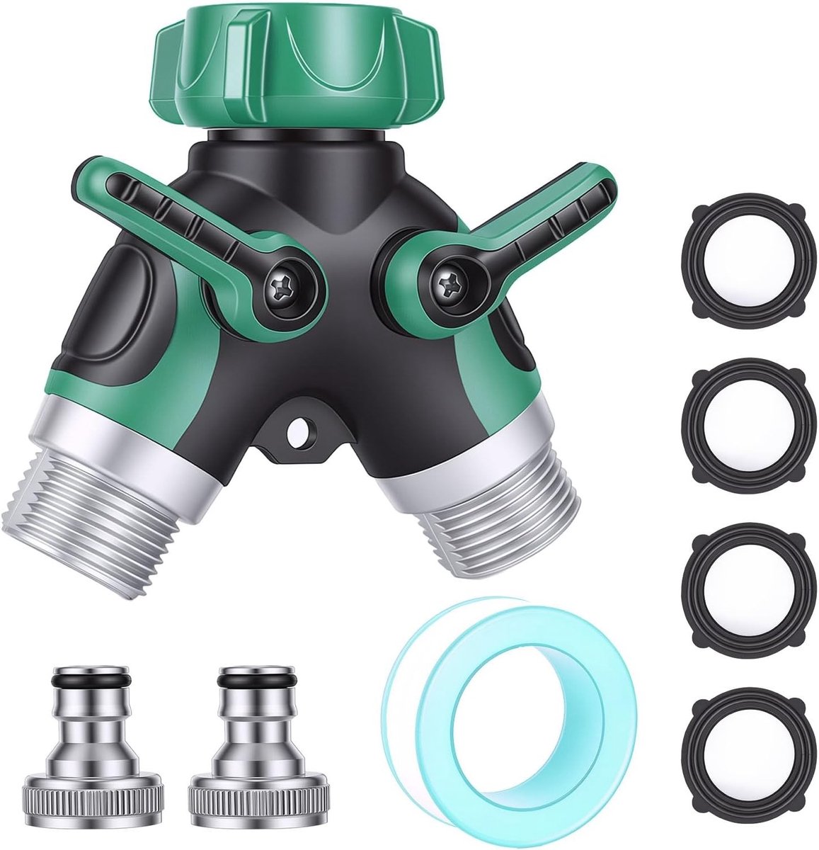 Tuinslang Splitter 2-weg - Metaal - 3/4 inch - Voor EU-standaard kranen - Ideaal voor buiten irrigatie