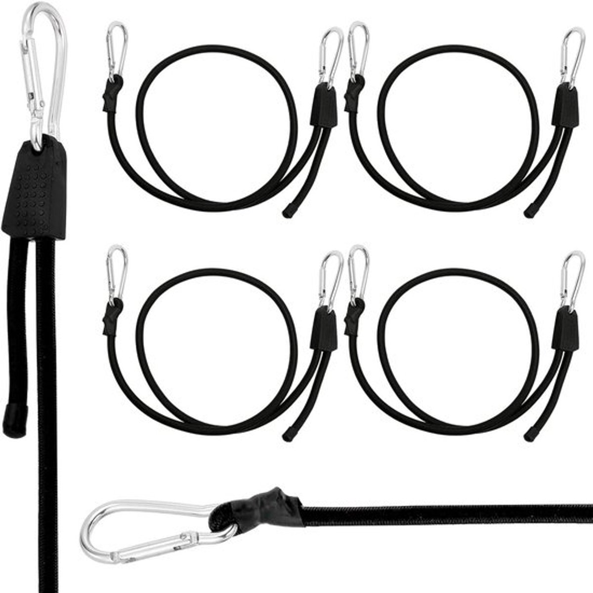 Verstelbare Elastische Vergrendelingsriem met Karabiner, 100 cm voor Bagage, Fietsen en Motoren, Sterke Spanning voor Camping en Vervoer