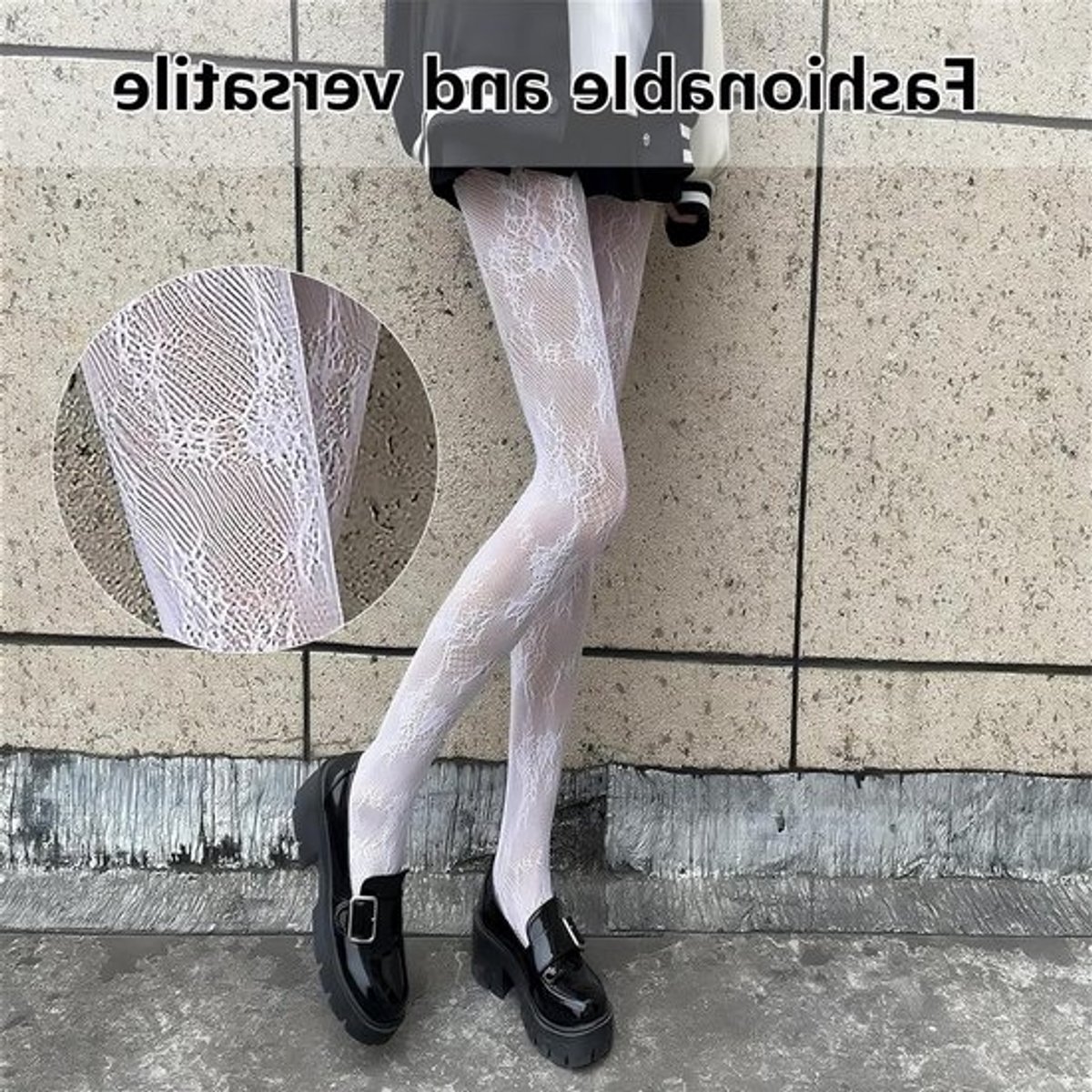 Elegante witte panty voor dames met bloemenmotief en kant, ideaal voor speciale gelegenheden en dagelijks gebruik