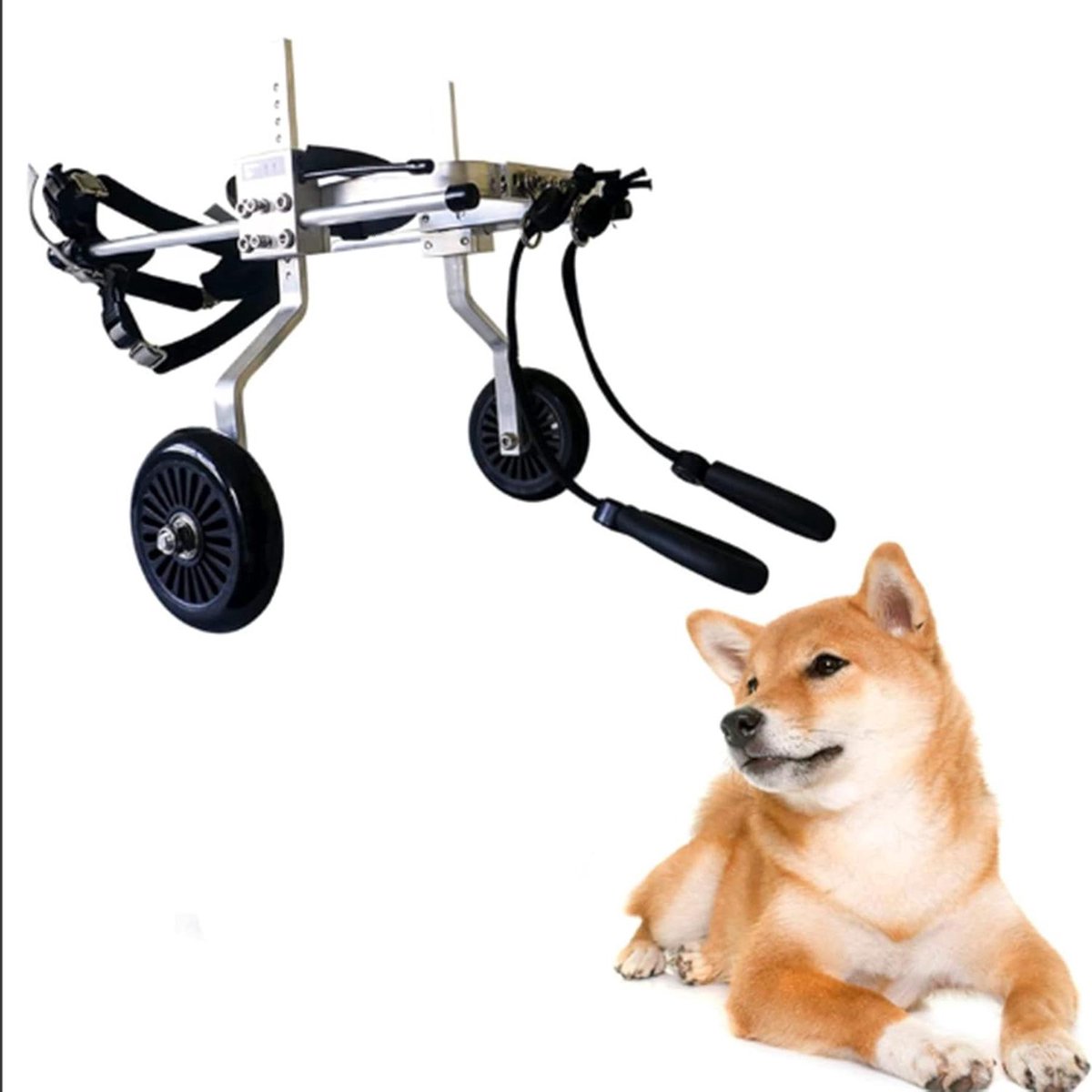 Hondenrolstoel - Hondenkar Hondenbuggy - Mobiliteit Verbeteren - Verstelbaar Aluminium Frame - XXS-L - Zilver