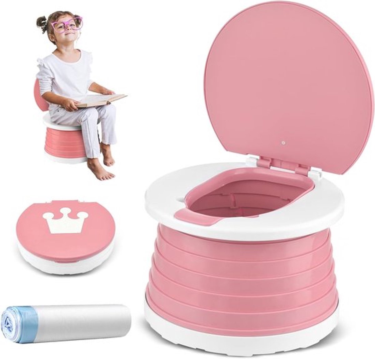 Vouwbare Baby Toilet Bril voor Potty Training vanaf 1 Jaar - Reisvriendelijke, Lichtgewicht en Geschikt voor Jongens en Meisjes