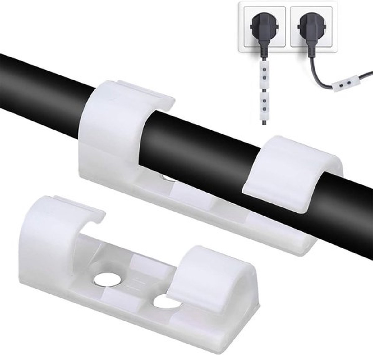 Set van 60 Zelfklevende Kabelhouders en Klemmen voor Kabelbeheer, Organisatie van Diverse Kabels, Geen Sporen en Lichtgewicht Clips