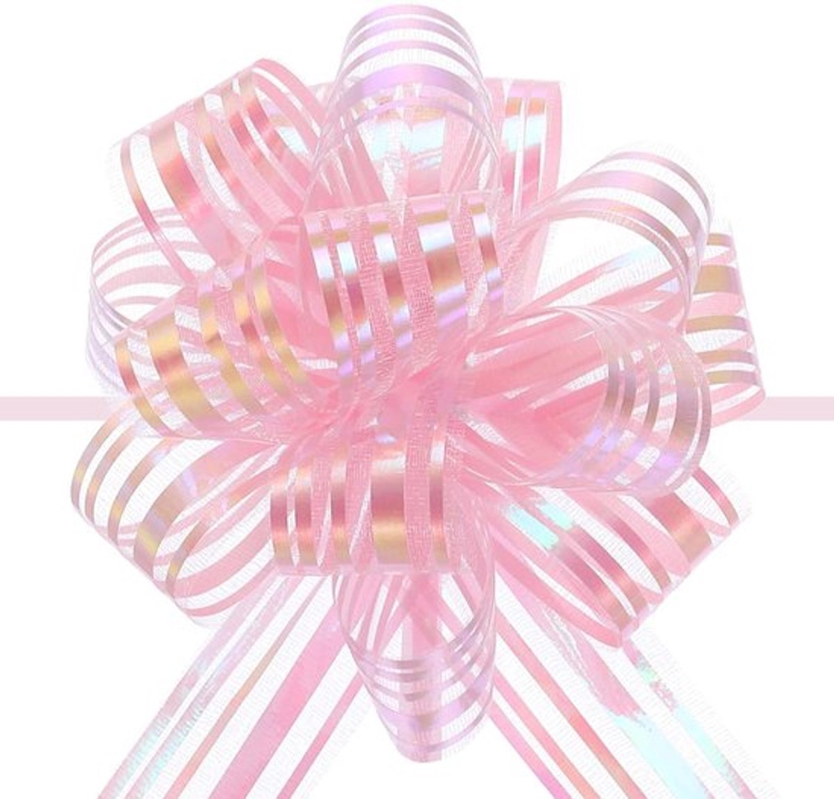 5 Stuks 10cm Grote Organza Trekstrikken, Cadeau Wikkelen Strikken van Chiffon voor Bruiloften, Kerst en Versiering, Lichtroze