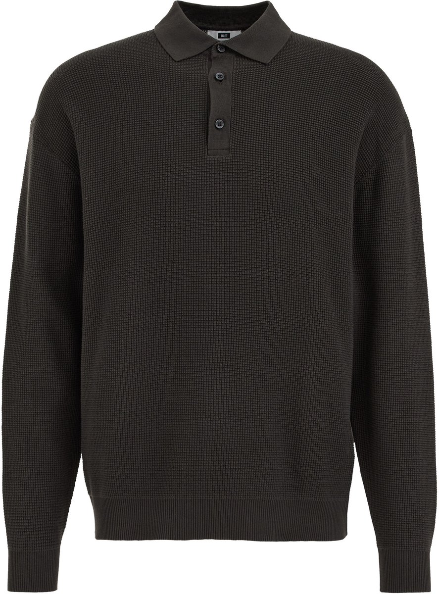 WE Fashion Heren regular fit gebreide polo met structuur